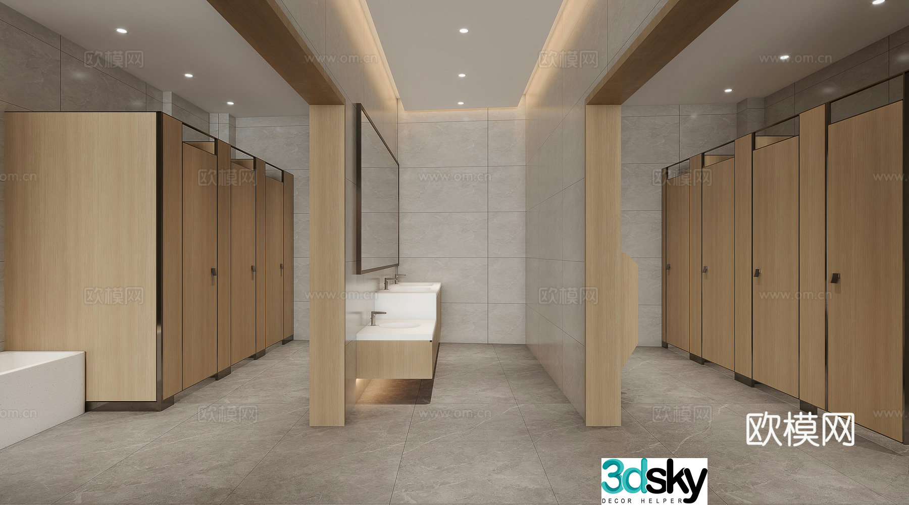Modern public bathroom 3d model
