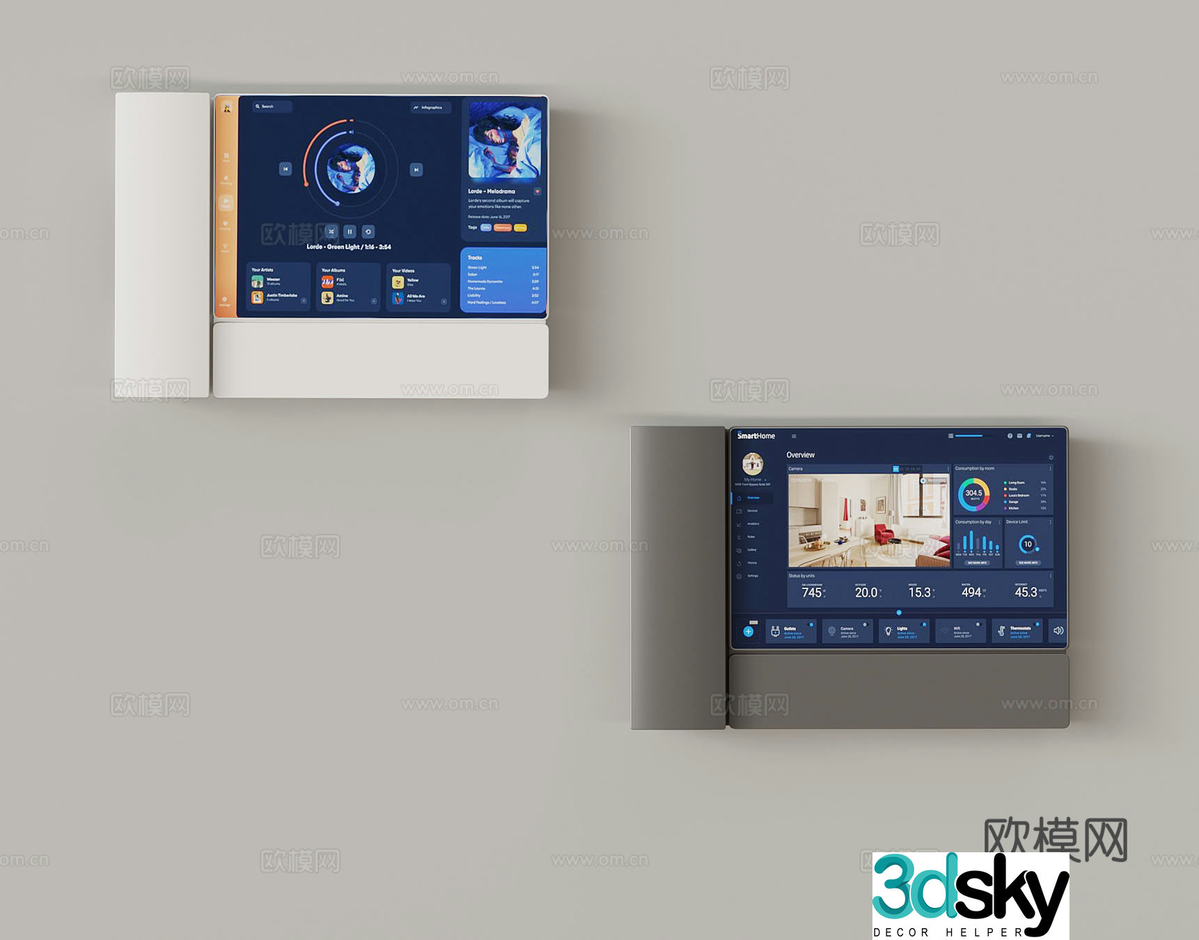 Modern wall-mounted video phone 3d model