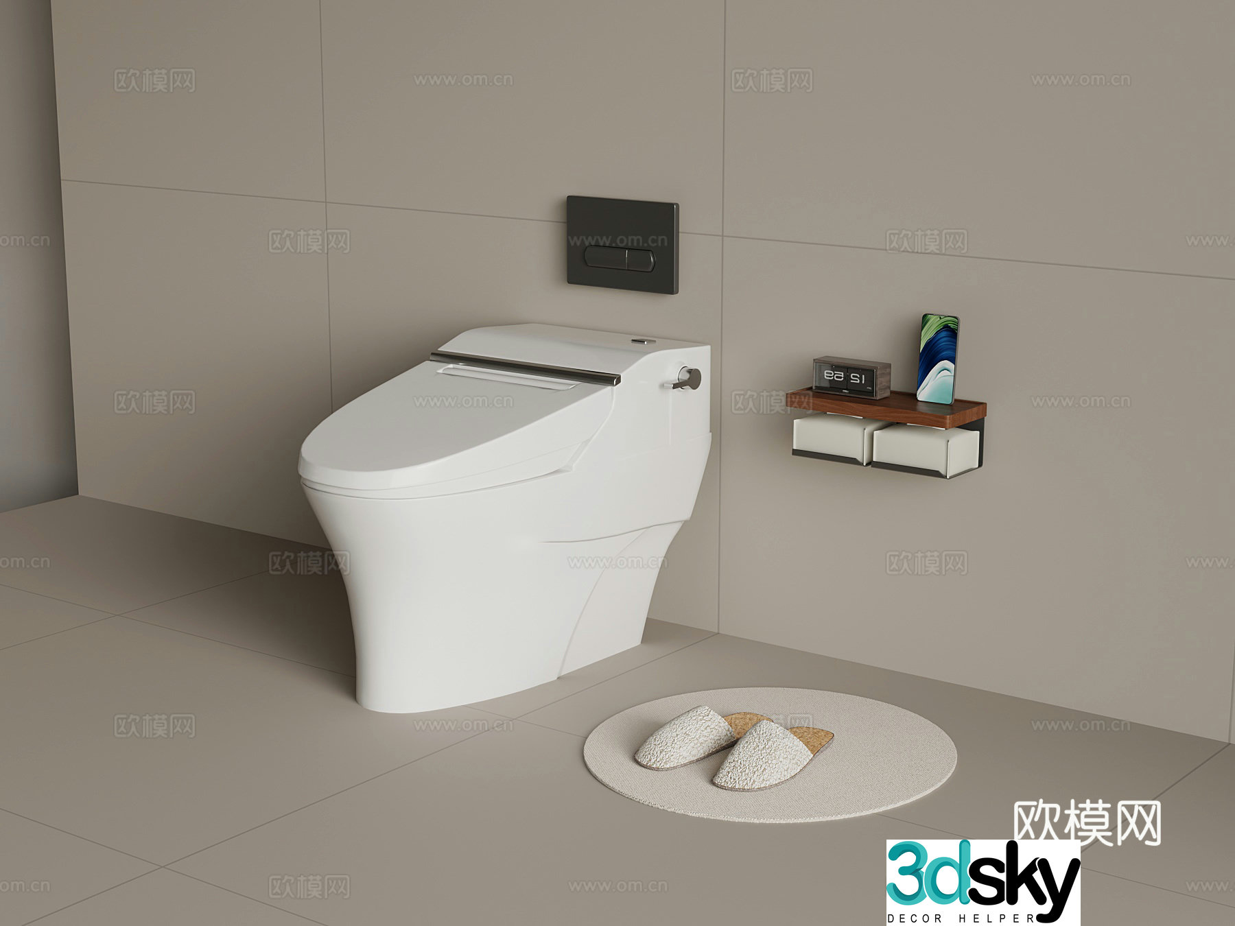 Modern toilet smart toilet foot pad slippers 3d model