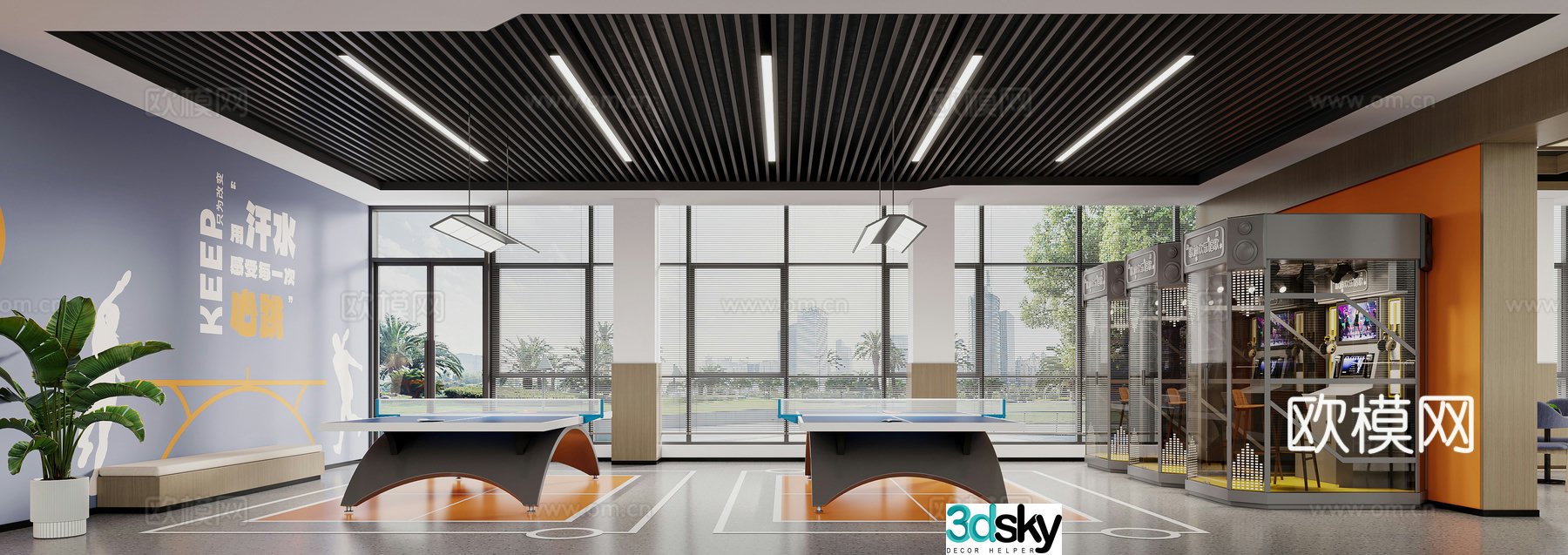 Modern table tennis room 3d model