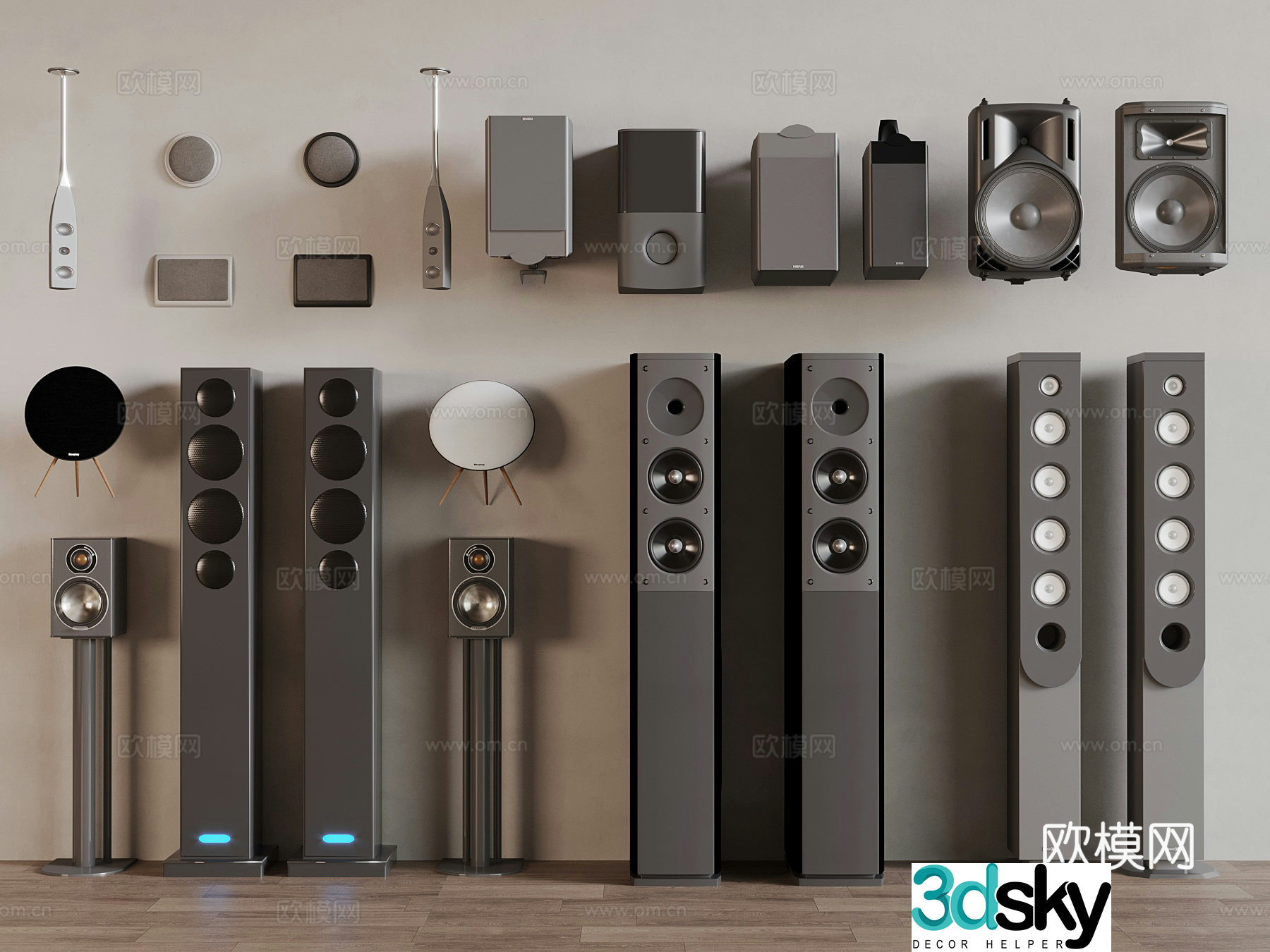 Modern hoisting audio wall mounted speaker 3d model