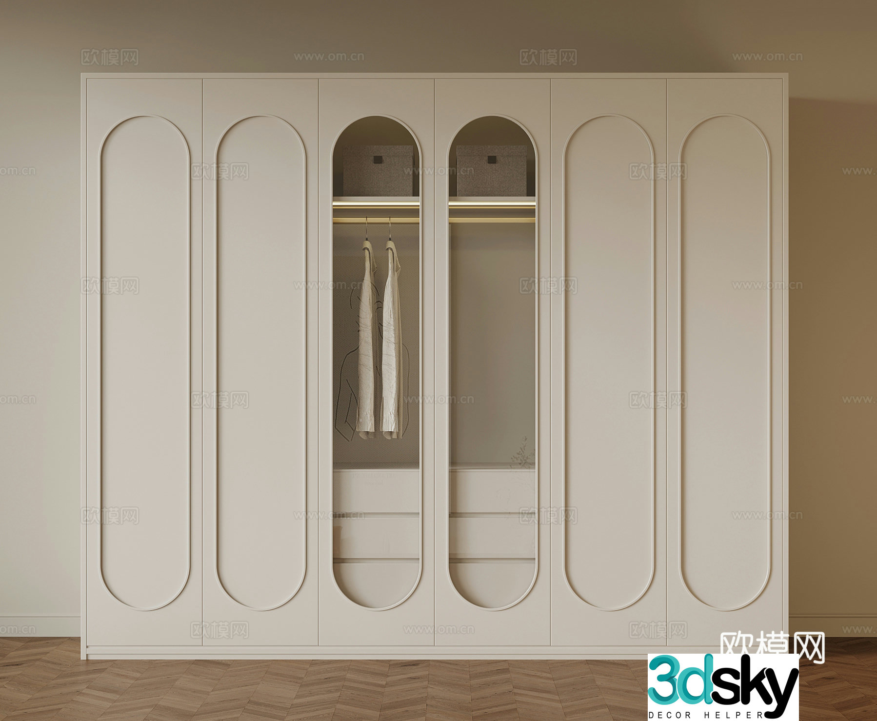 French Cream Trench Wardrobe 3d Model