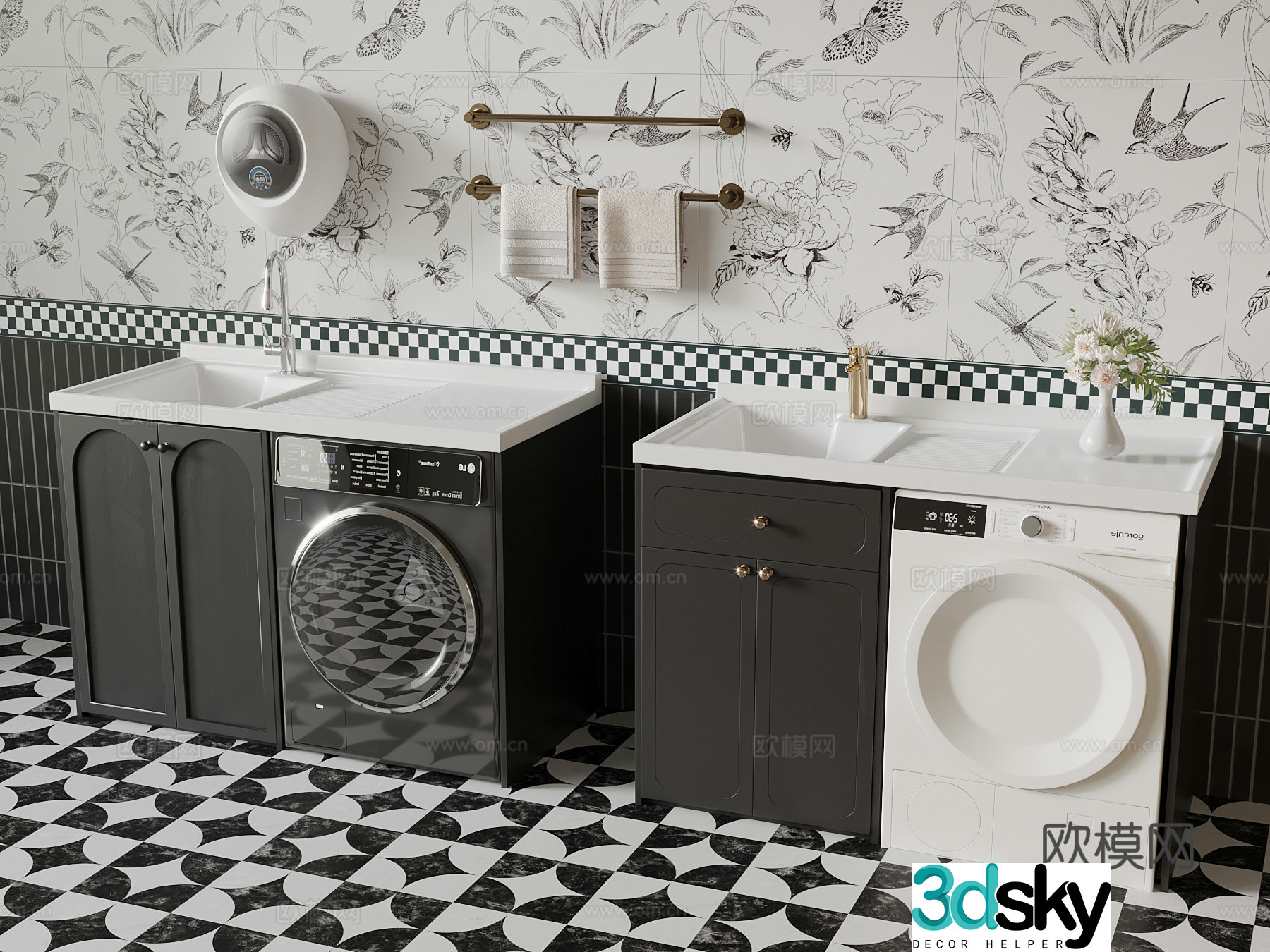 Washing cabinet French washing cabinet Bathroom cabinet 3D model