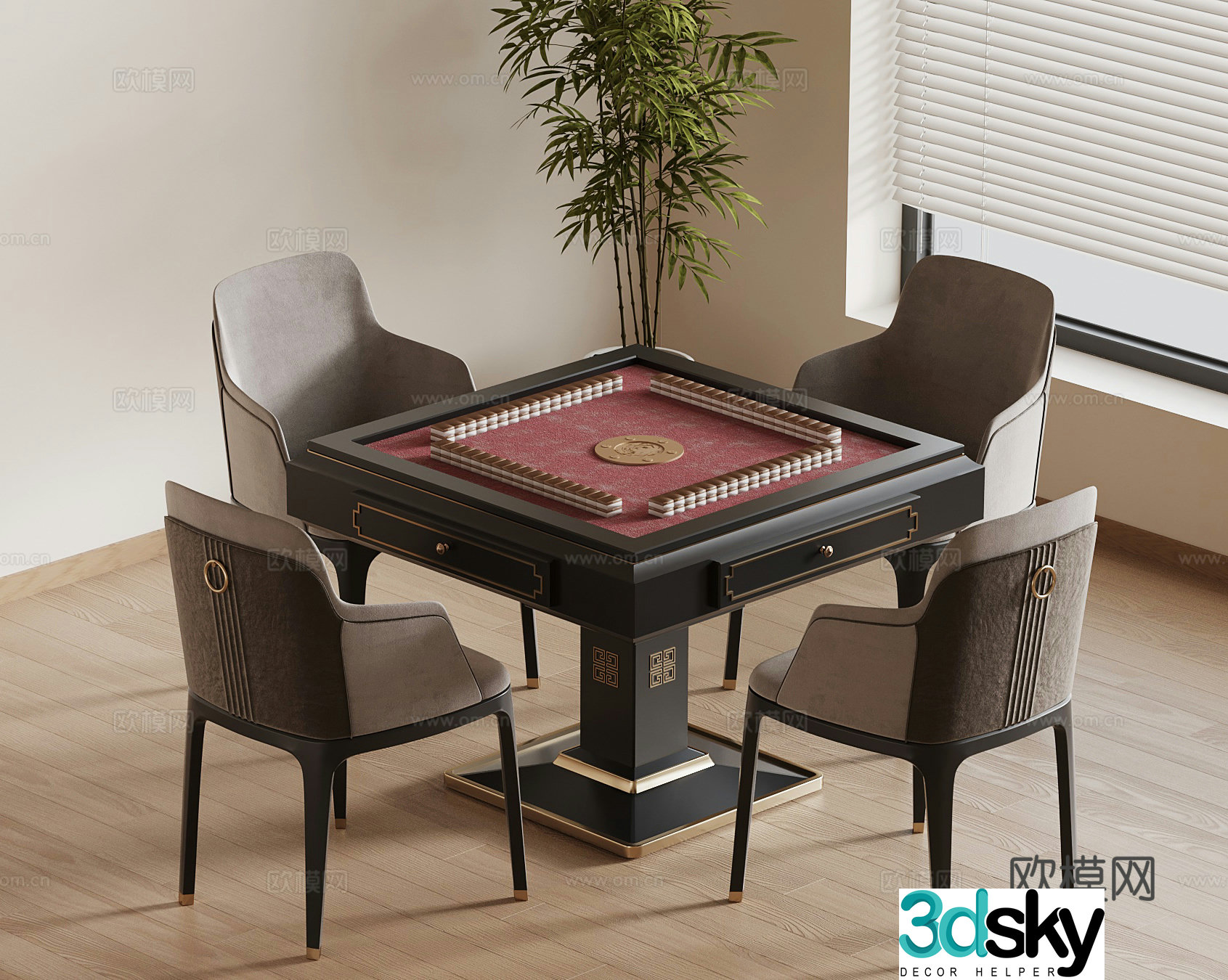 New Chinese chess and card room chess and card table 3D model