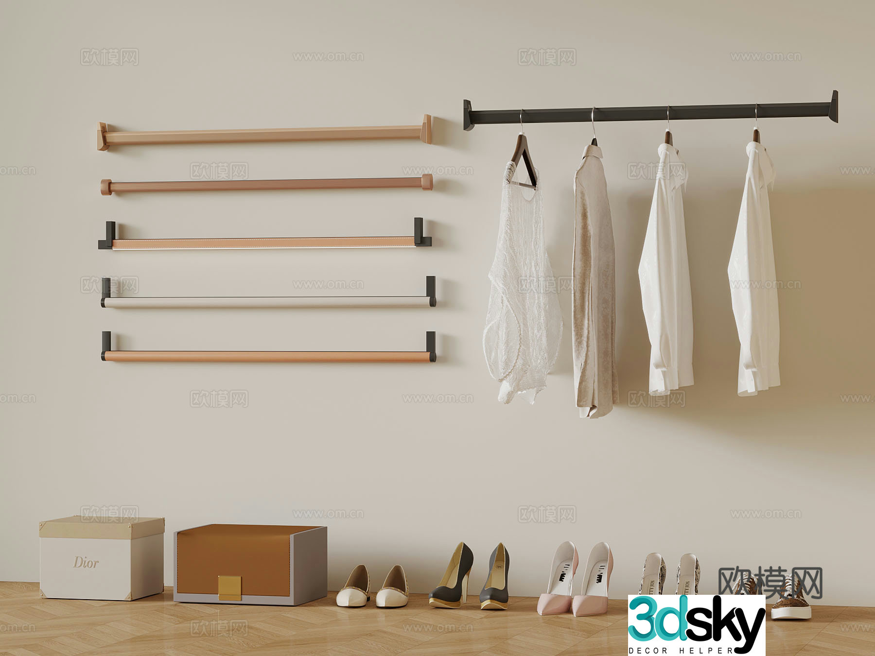 Modern clothes hanger shoes 3d model