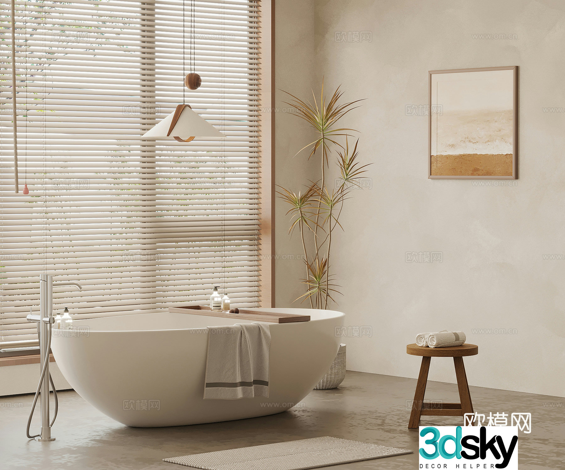 Wasabi Bathroom Freestanding Bathtub 3D Model