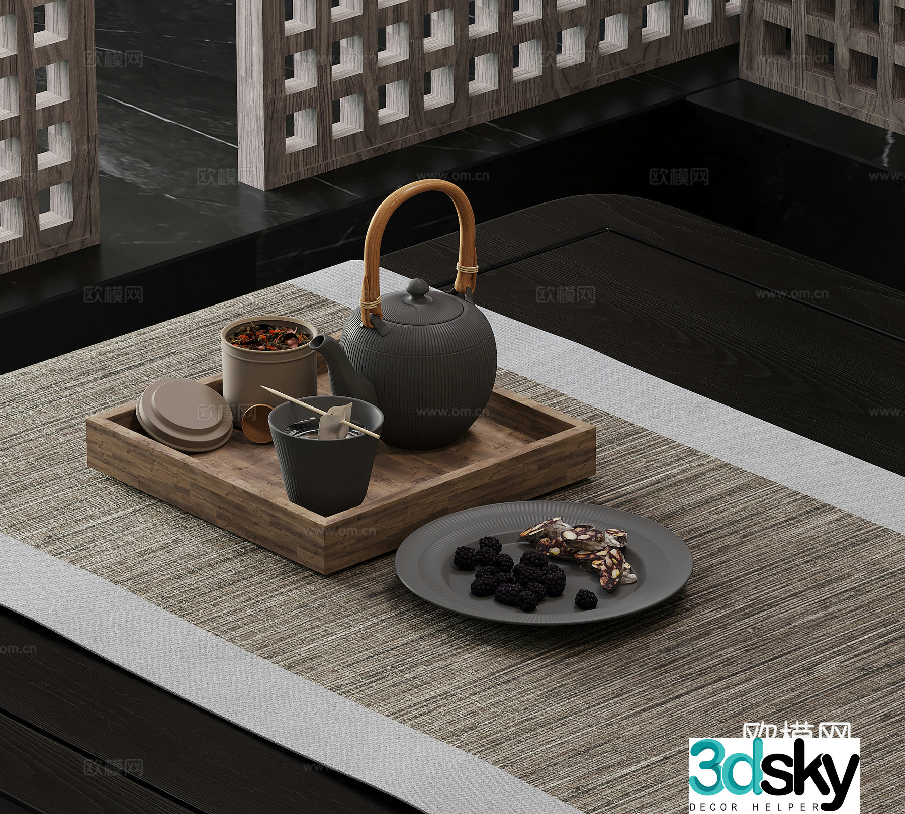 Tea set New Chinese style tea set Teapot Tea cup 3d model
