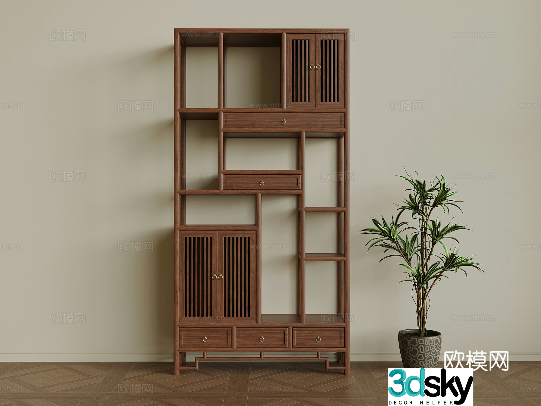 Middle-aged style shelf 3D model