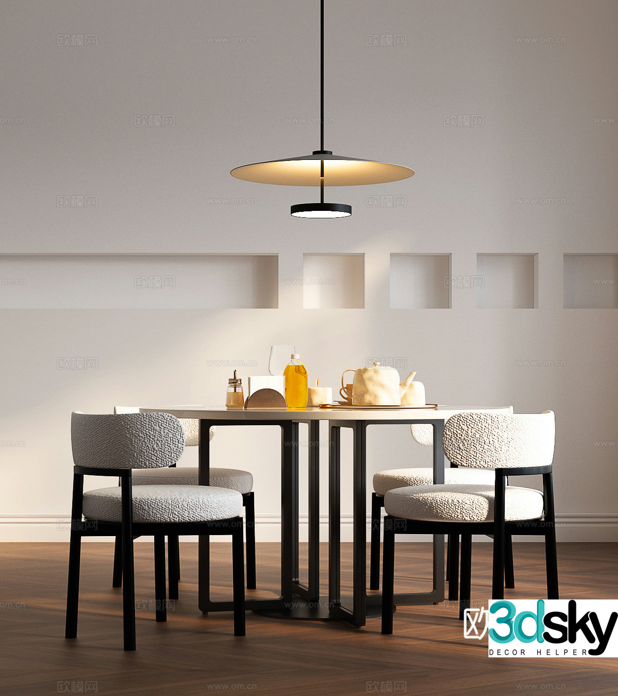 Modern dining table and chair combination Italian dining table and chair combination Modern Italian dining table and chair combination 3D model