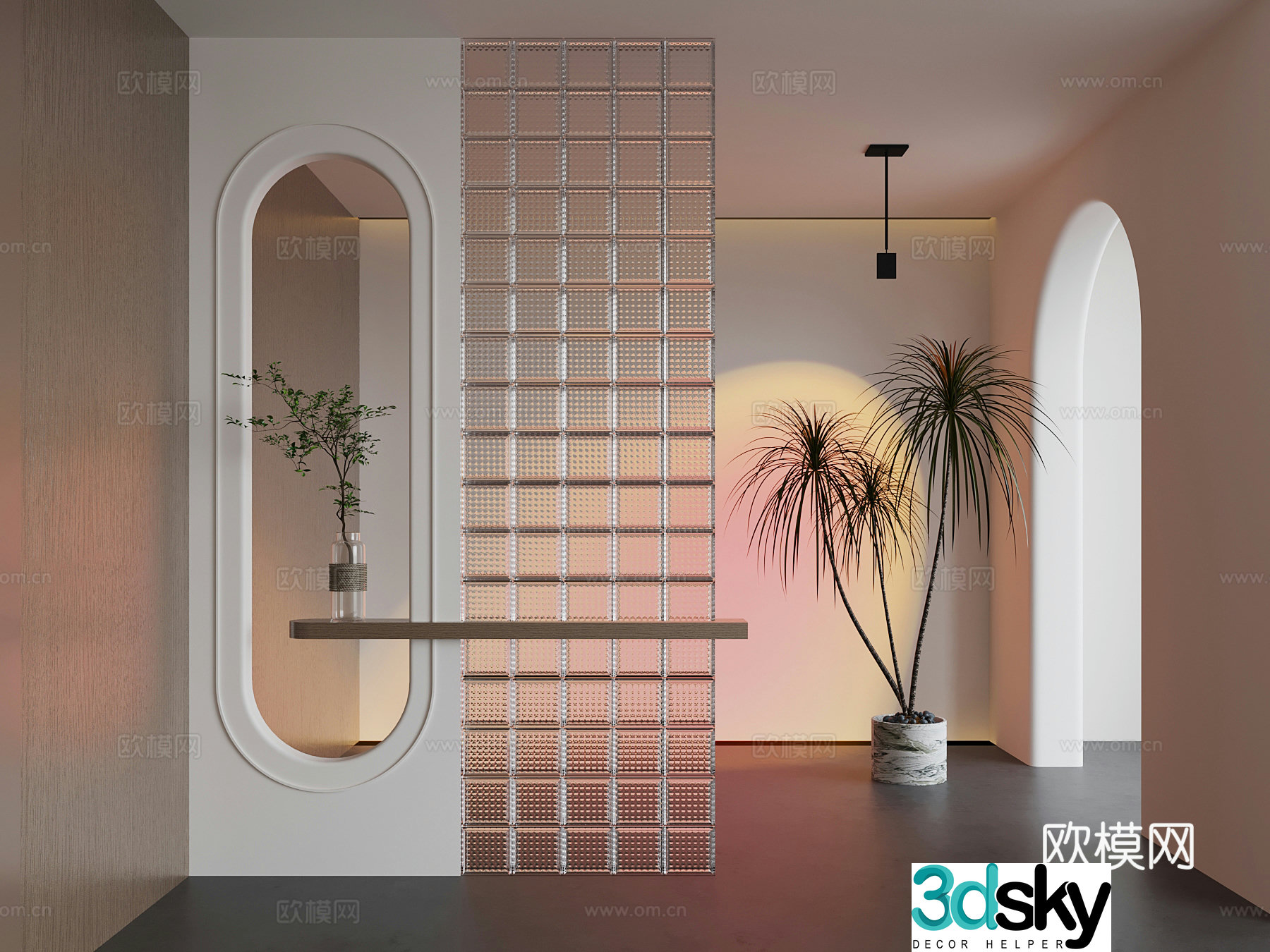 Jijifeng Entrance Partition Sunset Light 3D Model