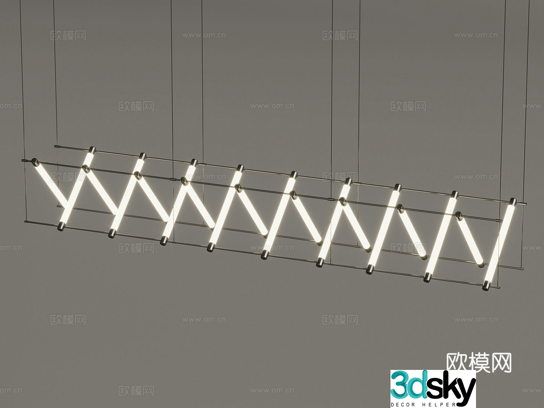 Modern long chandelier Mastoon lamp 3d model
