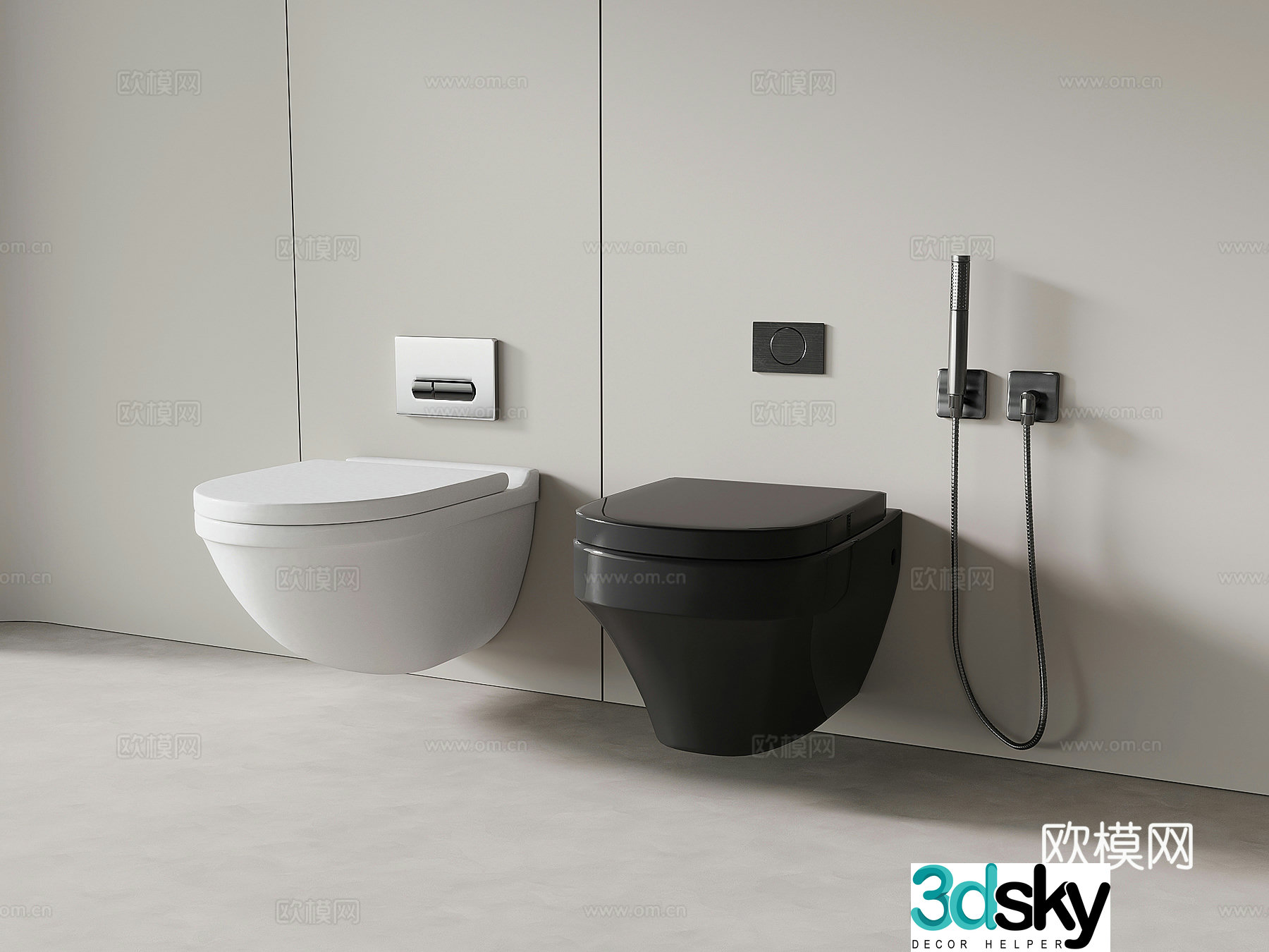 Modern wall-mounted toilet seat 3D model