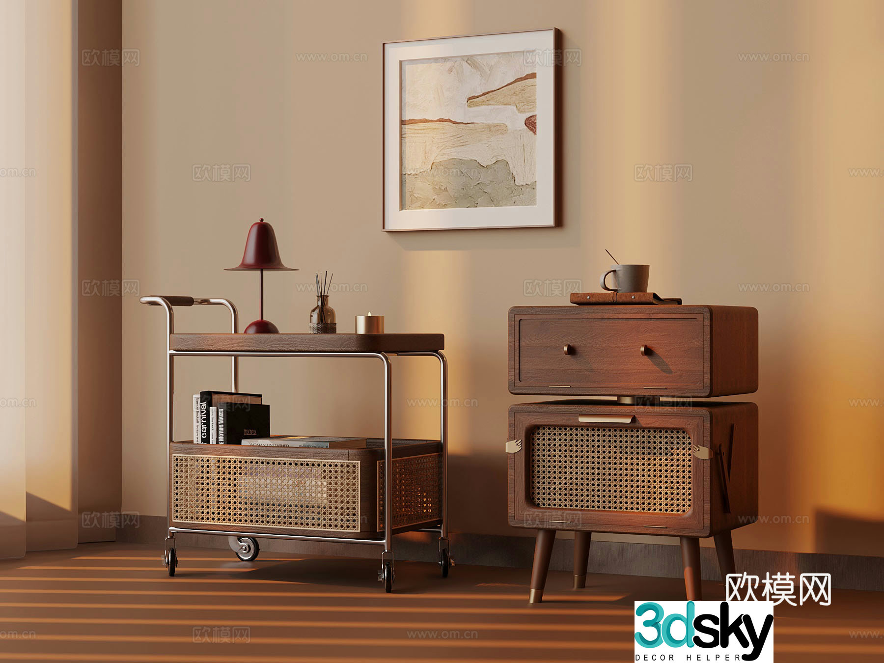 Middle-aged style edge table ornament 3D model