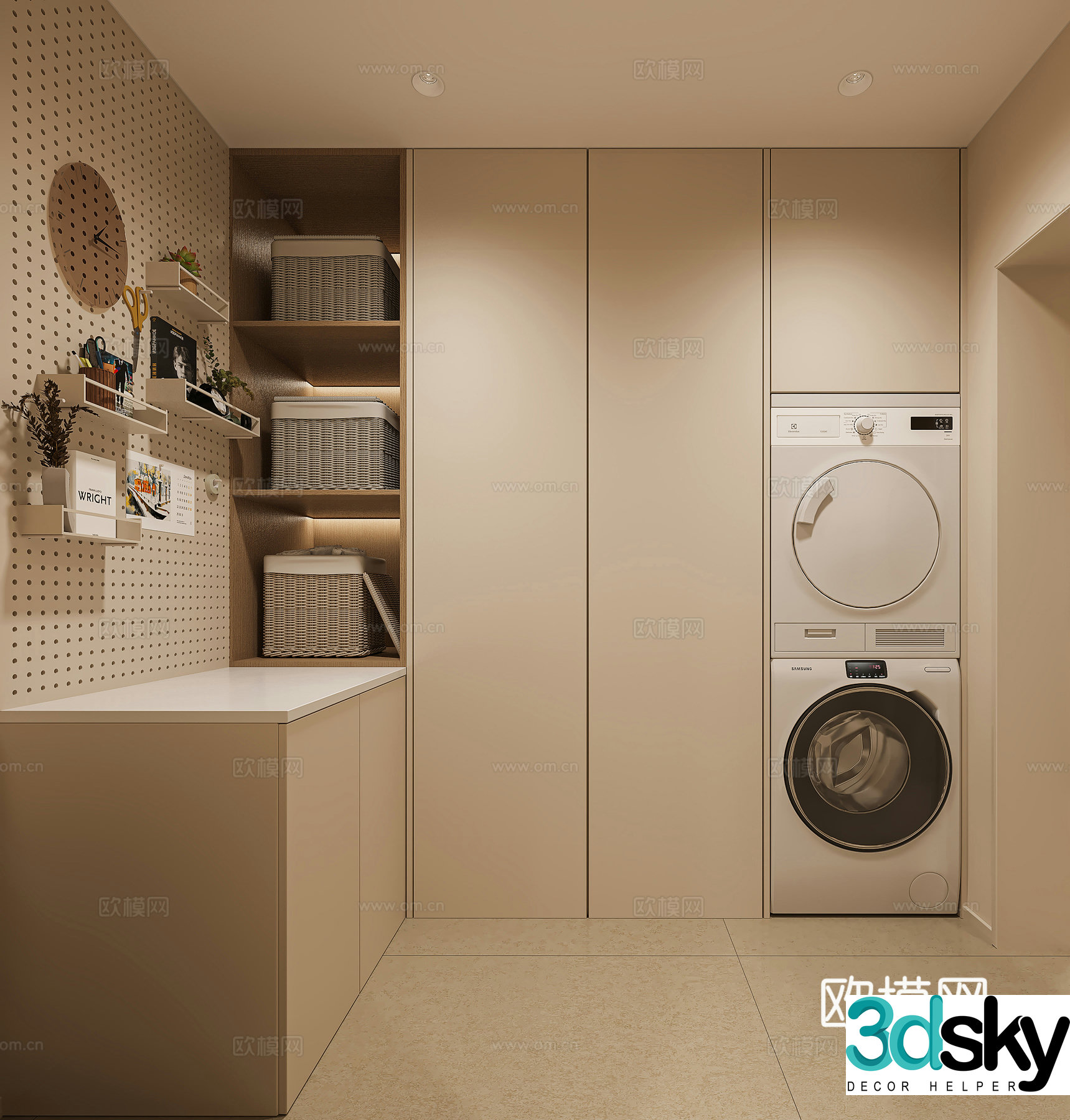 Creamy air laundry room 3d model