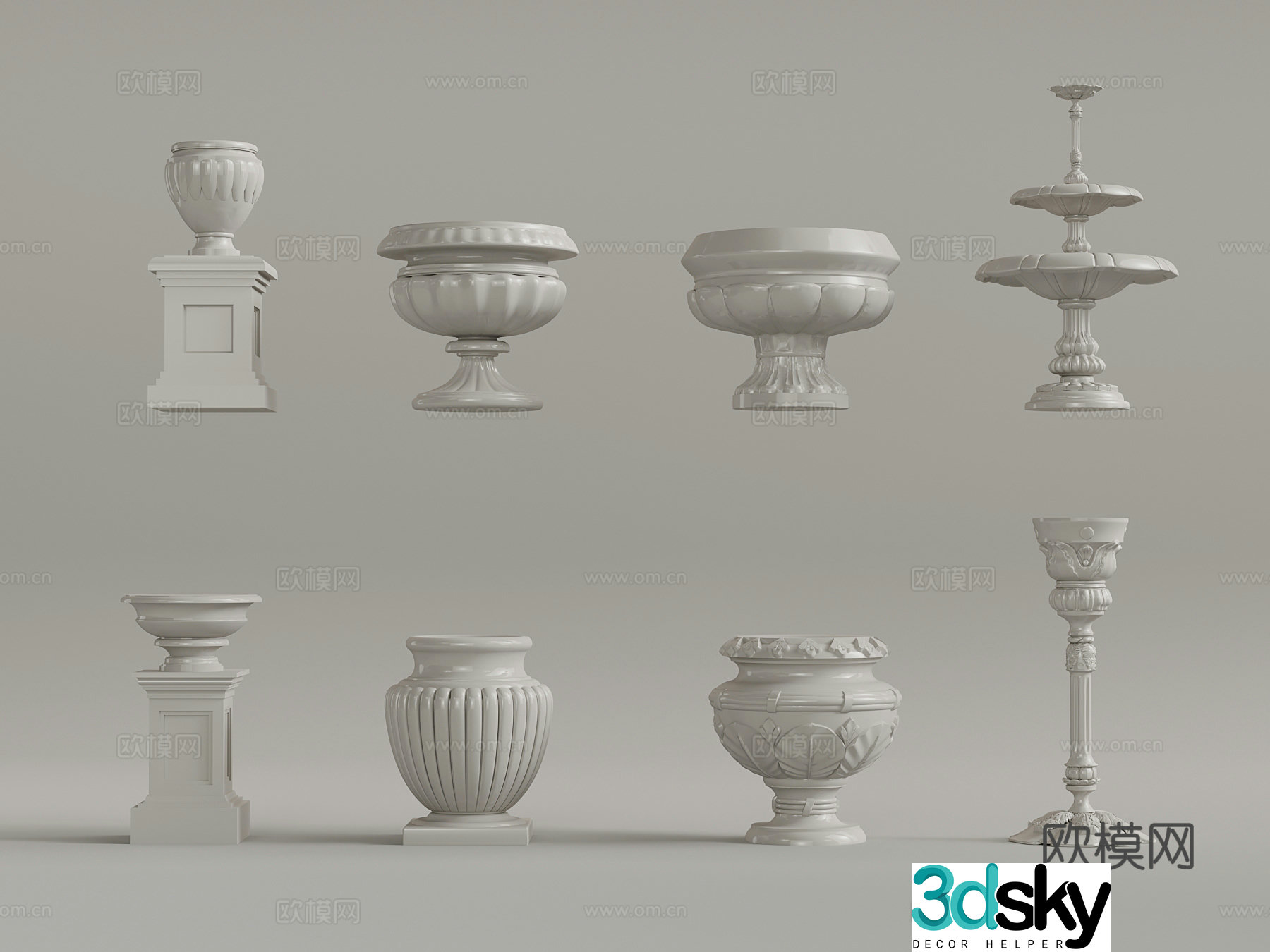 Flower bowl European style flower bowl flower bed 3D model