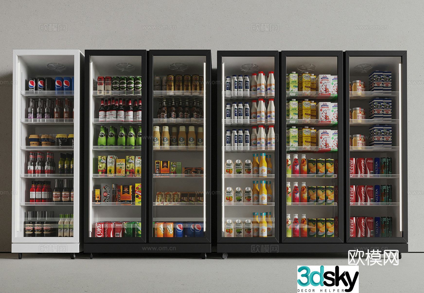 Cold drink cabinet modern freezer beverage cabinet 3d model