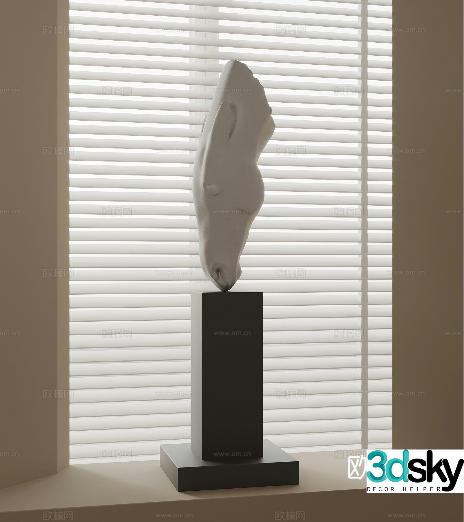 Modern abstract interior stone sculpture 3d model