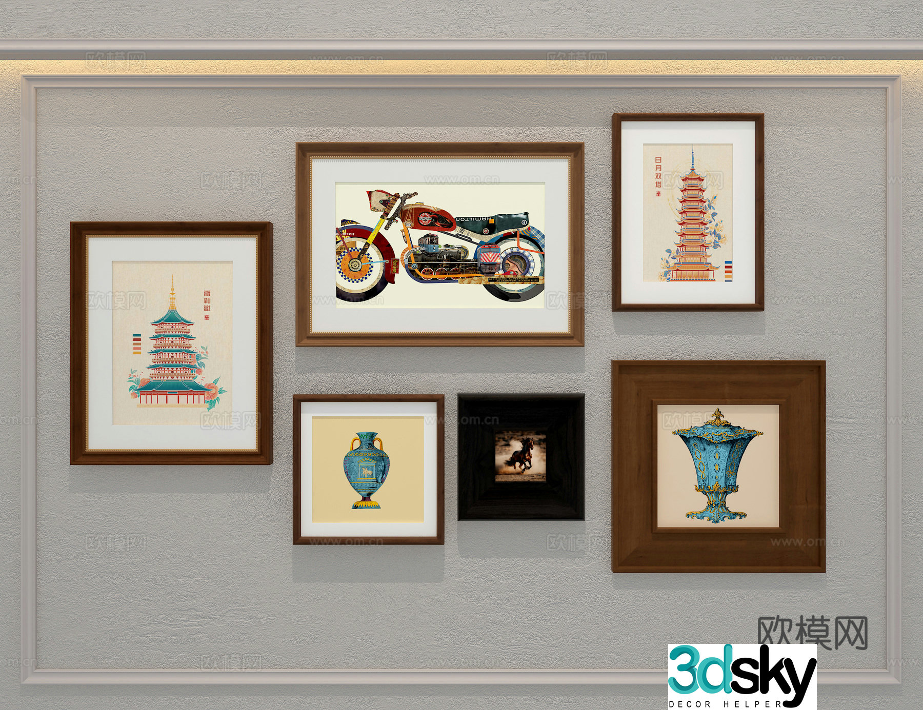 3D model of medieval style decorative painting