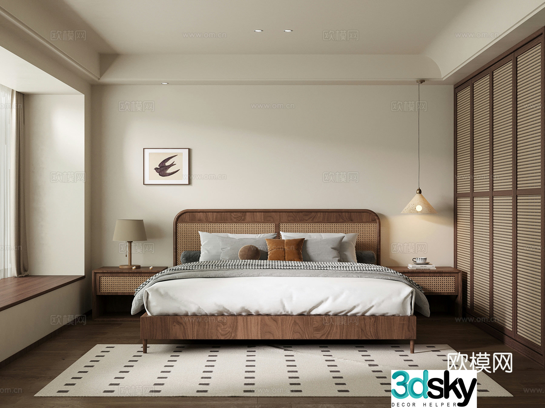 Bedroom Jijifeng bedroom medieval style bedroom wardrobe double bed 3D model
