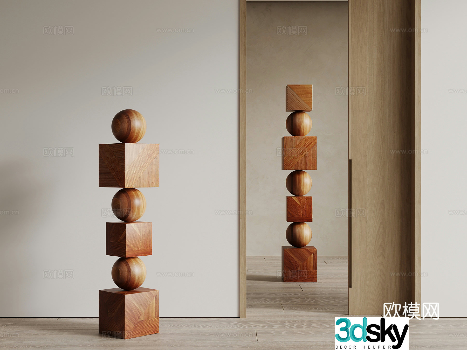 Modern geometric stacked sculpture 3d model