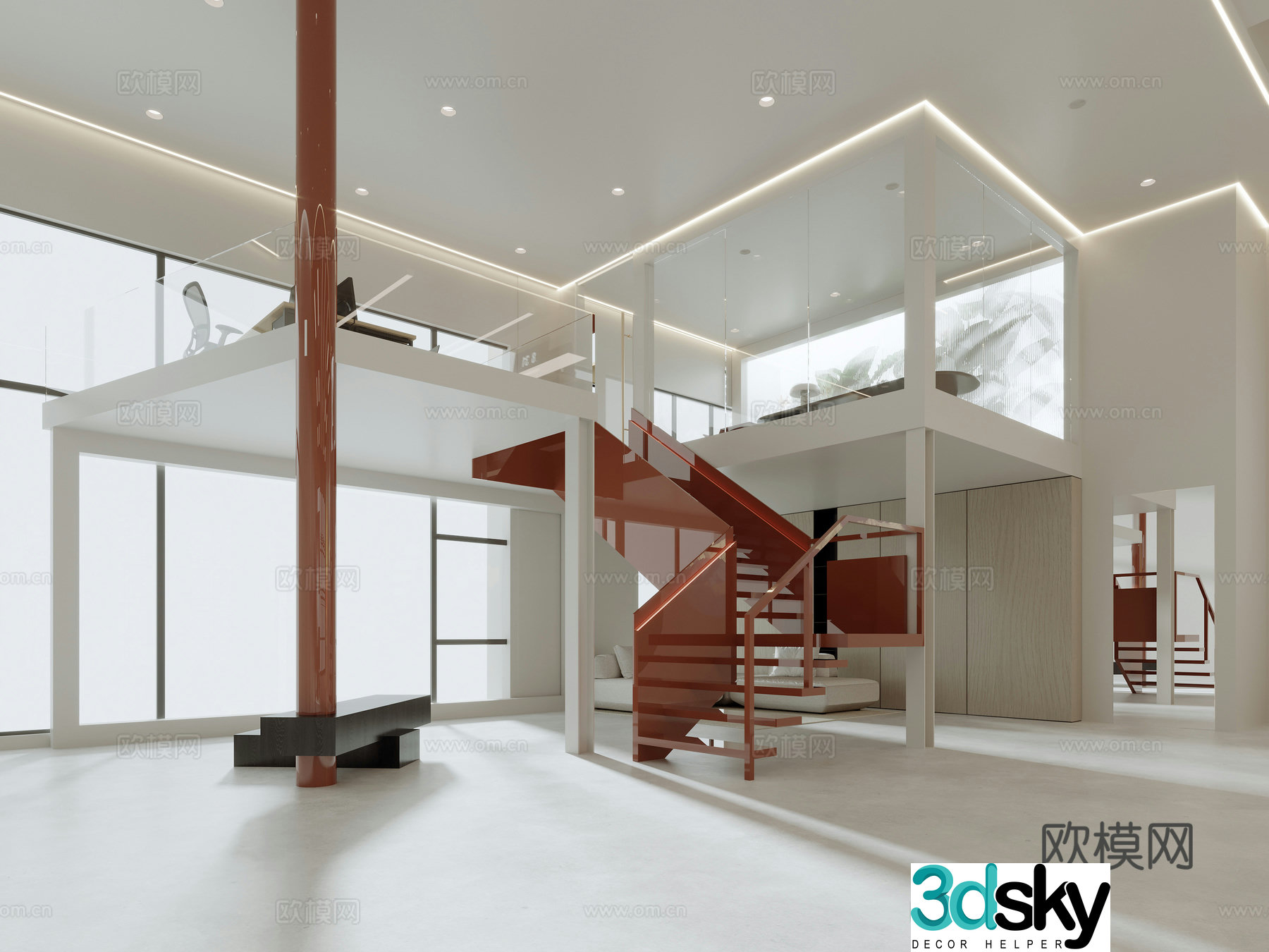Modern photography base Wedding photography wall Photo showroom Projection wall Shadowless wall Stairwell 3D model