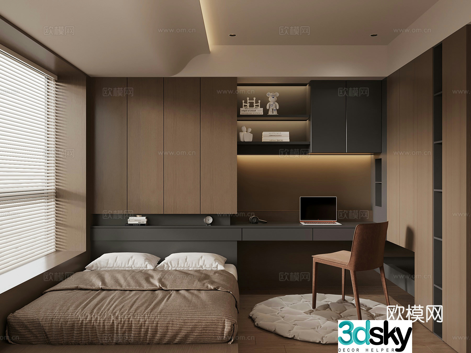 Bedroom Italian Tatami Bedroom Modern Tatami Bedroom 3D Model