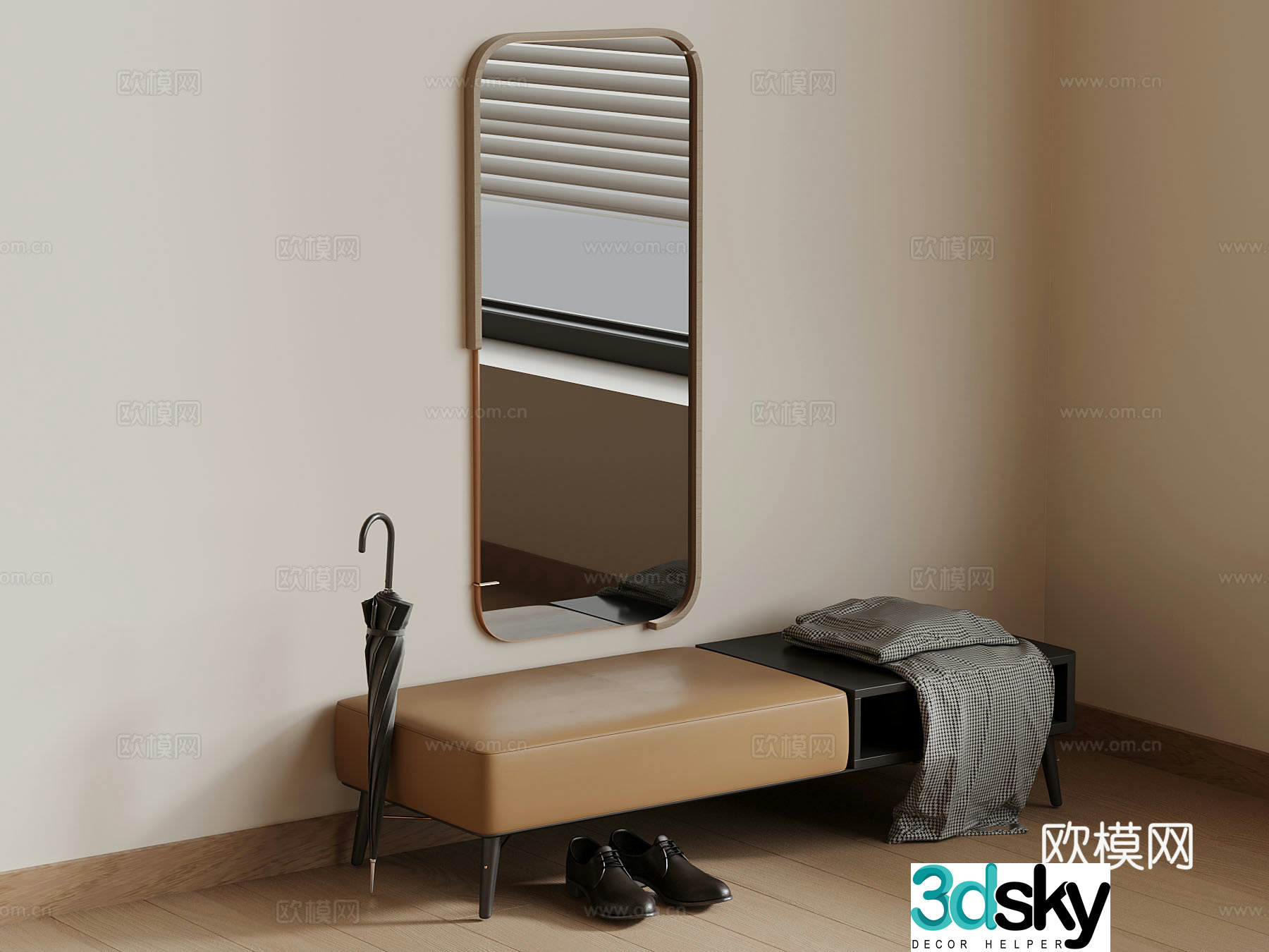 Shoe change stool Modern shoe change stool Mirror 3D model