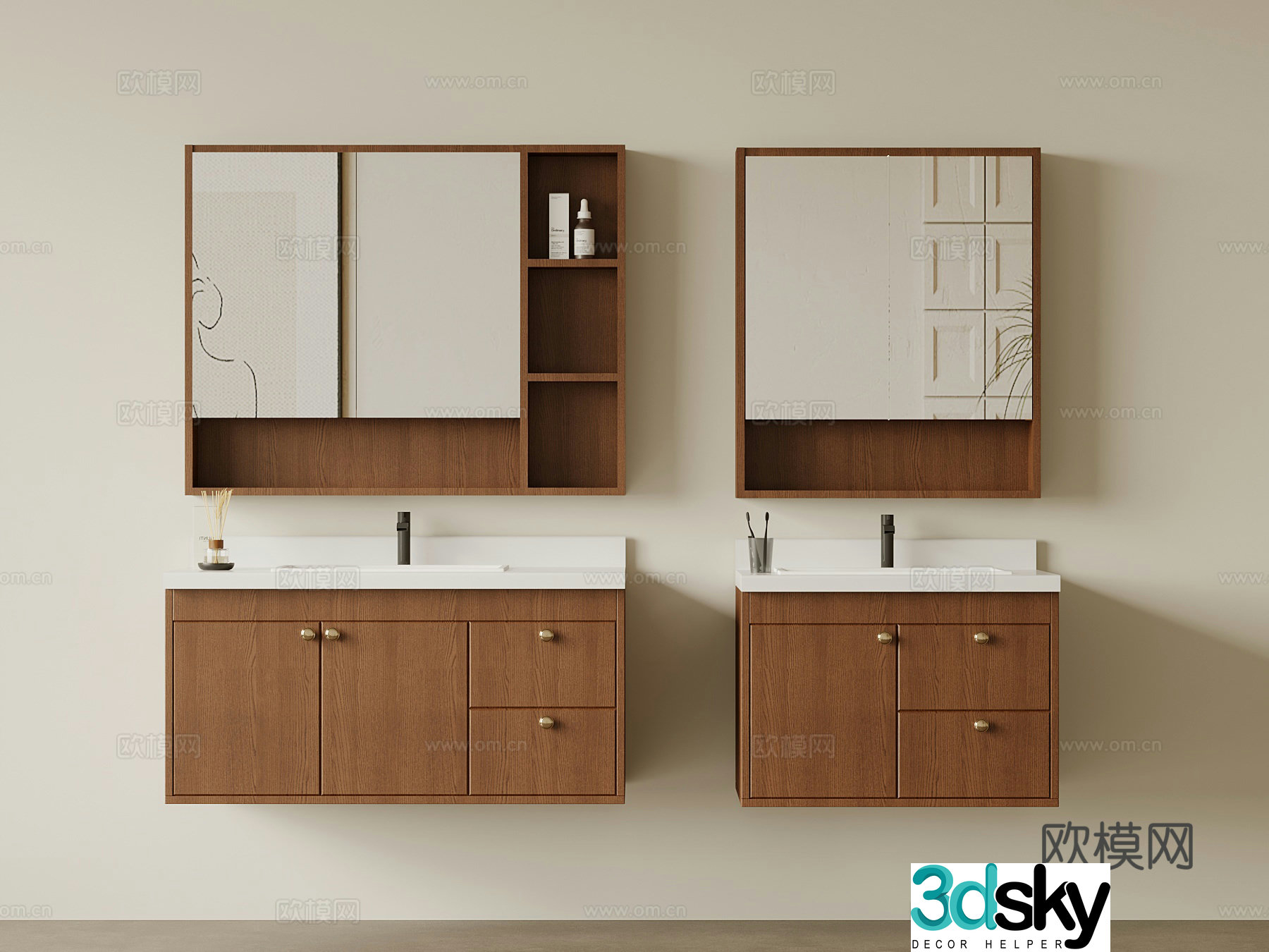 Middle-aged style bathroom cabinet 3d model