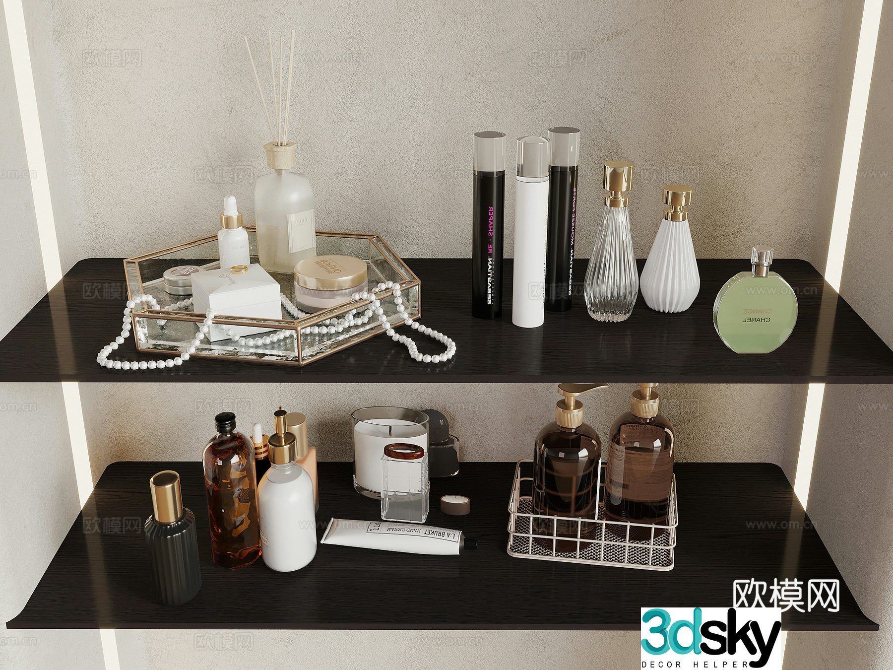 Cosmetics Modern cosmetics Toiletries Skin care products 3D model