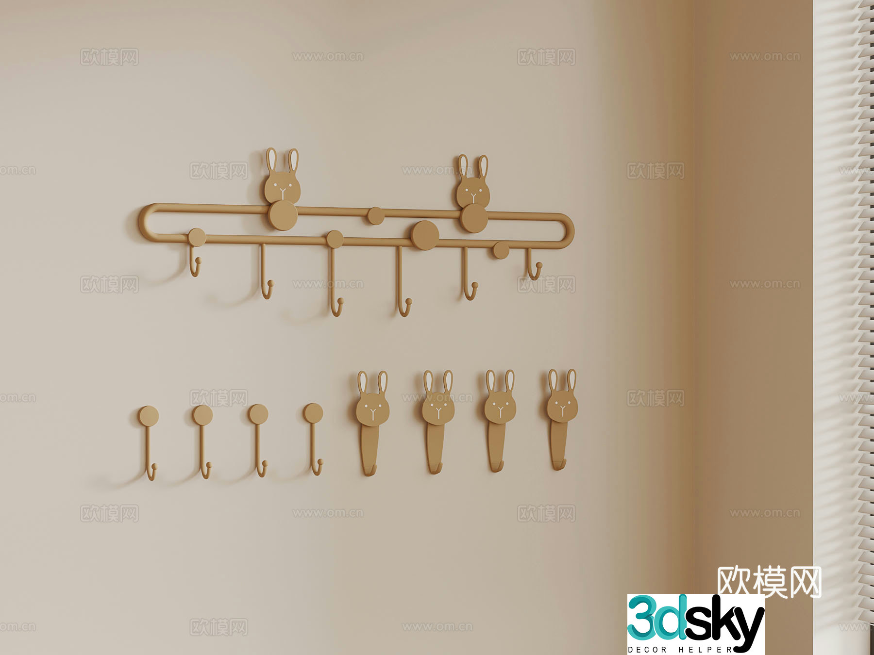 Hook Modern children’s hook Rabbit hook 3d model