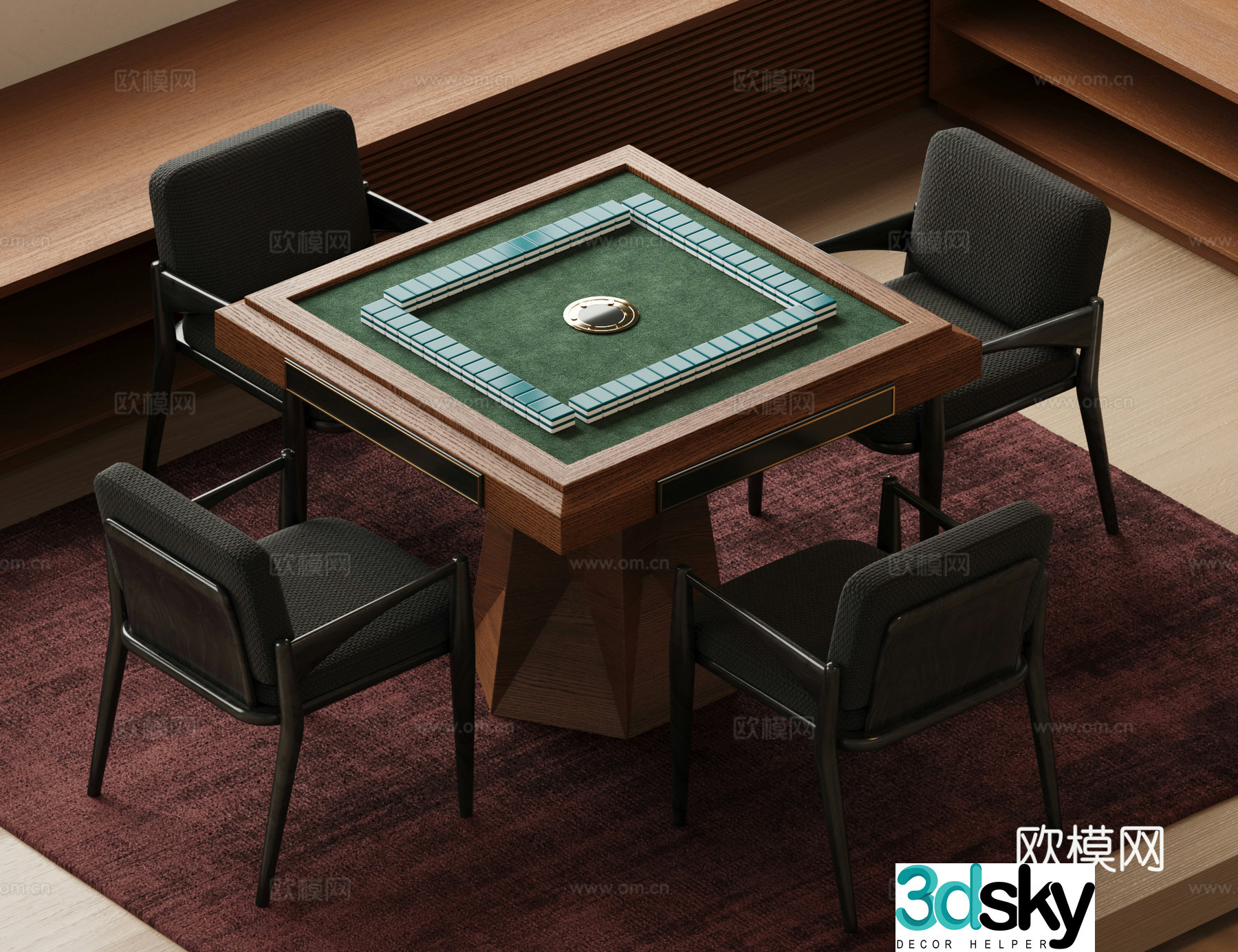 New Chinese Mahjong Table 3D Model