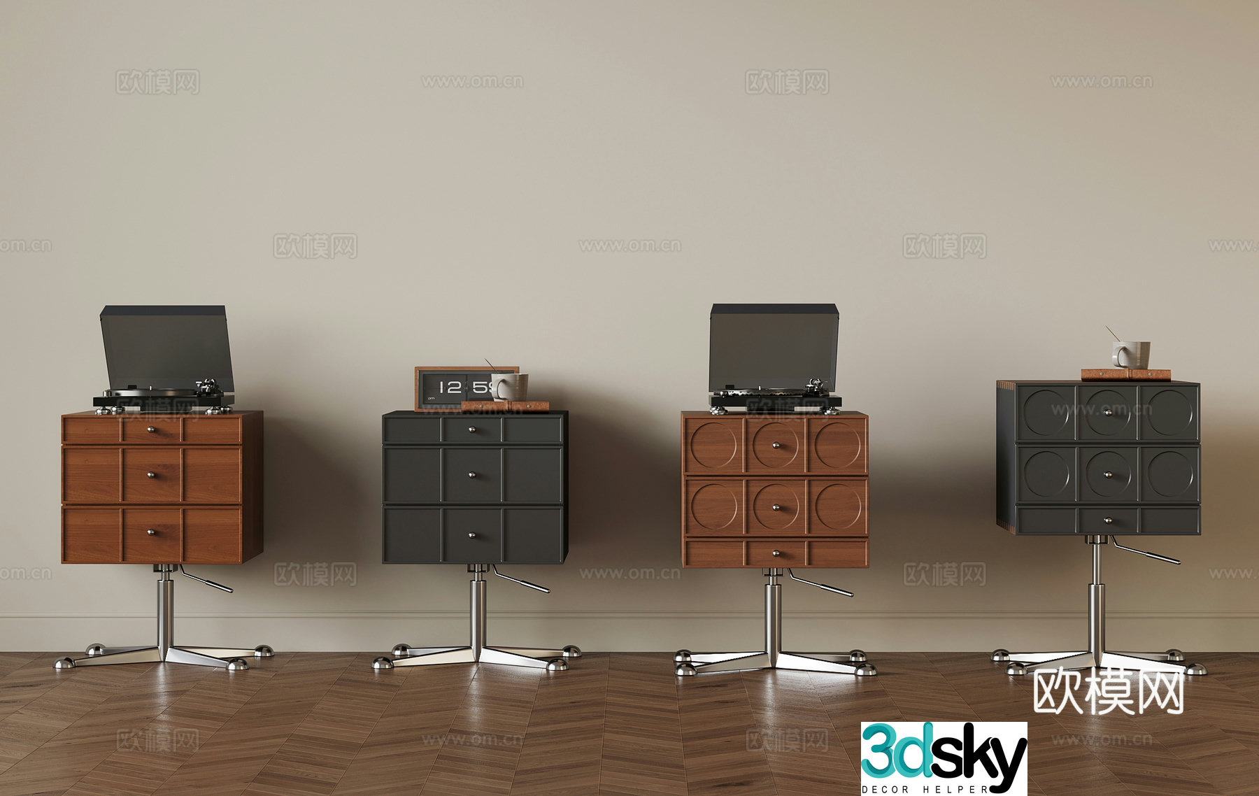 Middle-aged style side table 3D model