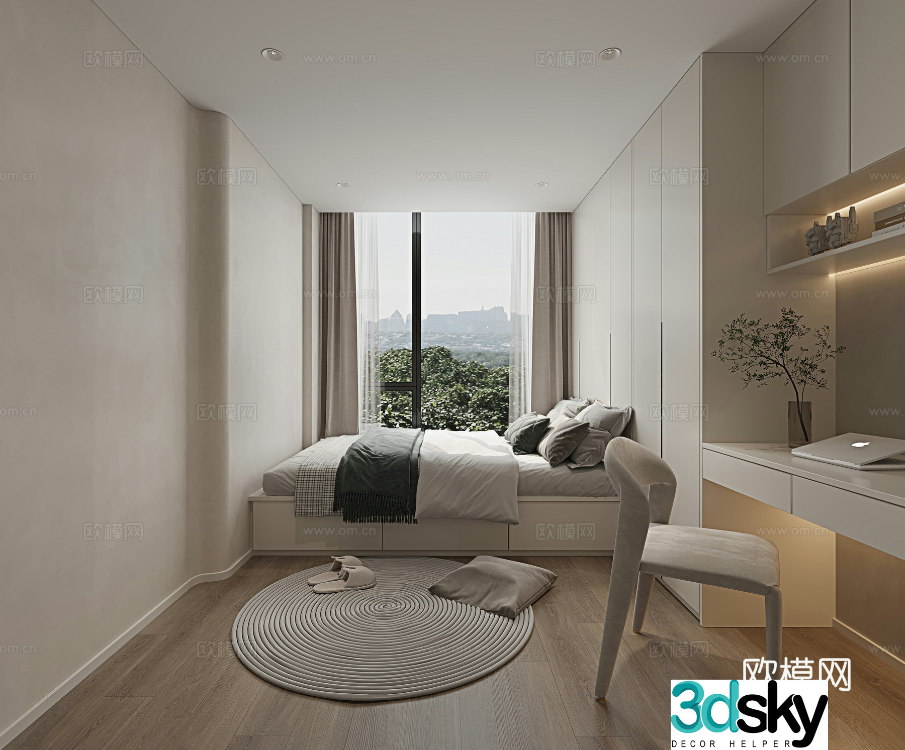 Modern tatami bedroom 3d model