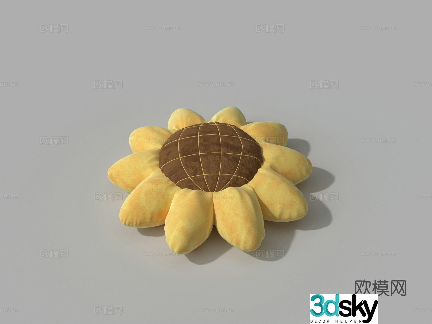Modern sunflower velvet pillow 3d model
