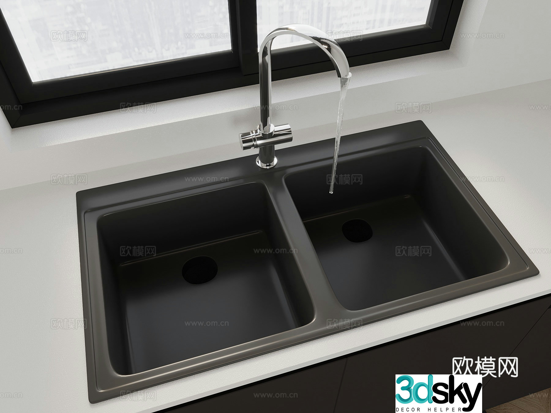 Modern sink Waterfall sink Vegetable sink 3d model
