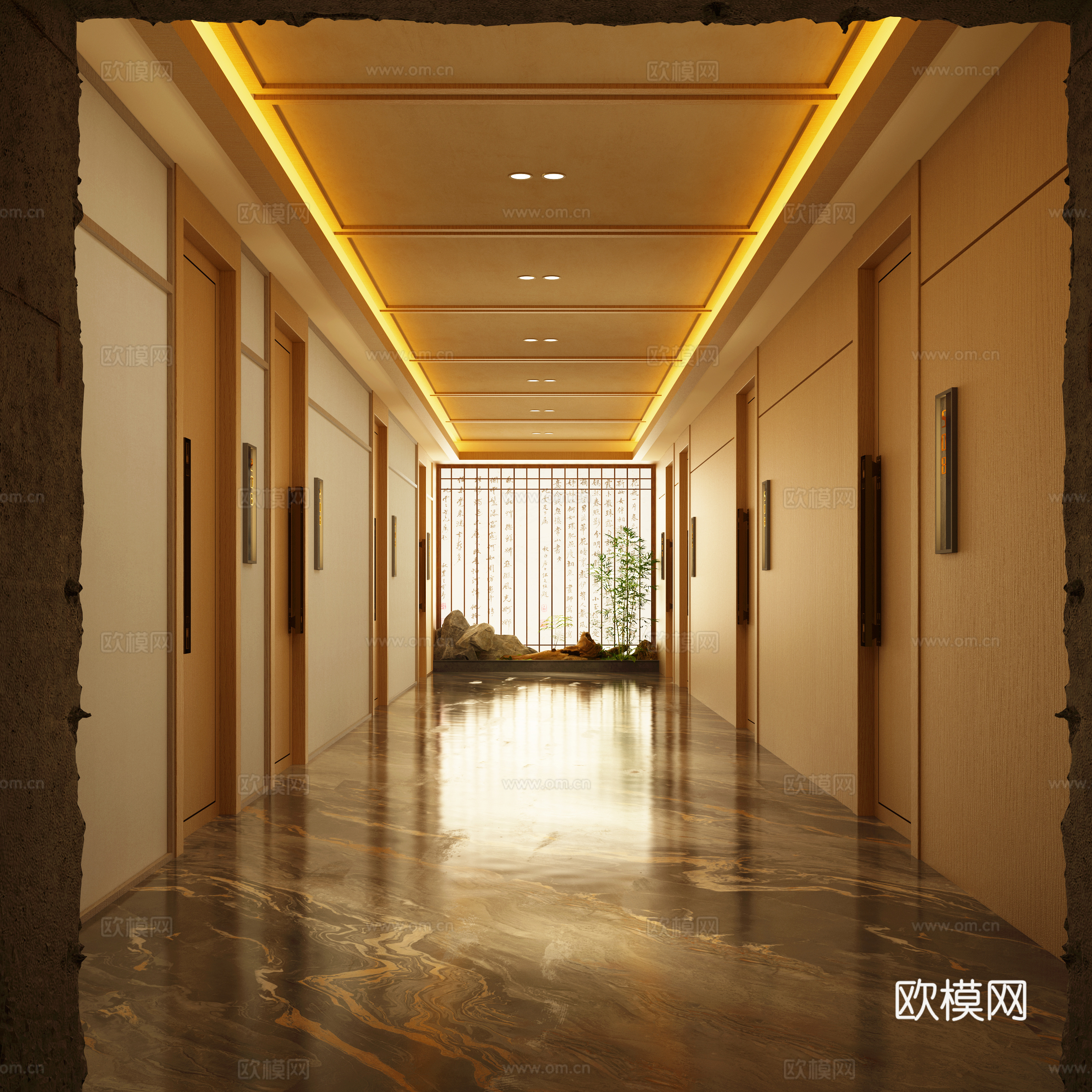 Modern Chinese Corridor New Chinese Corridor Foot Massage Shop 3D Model