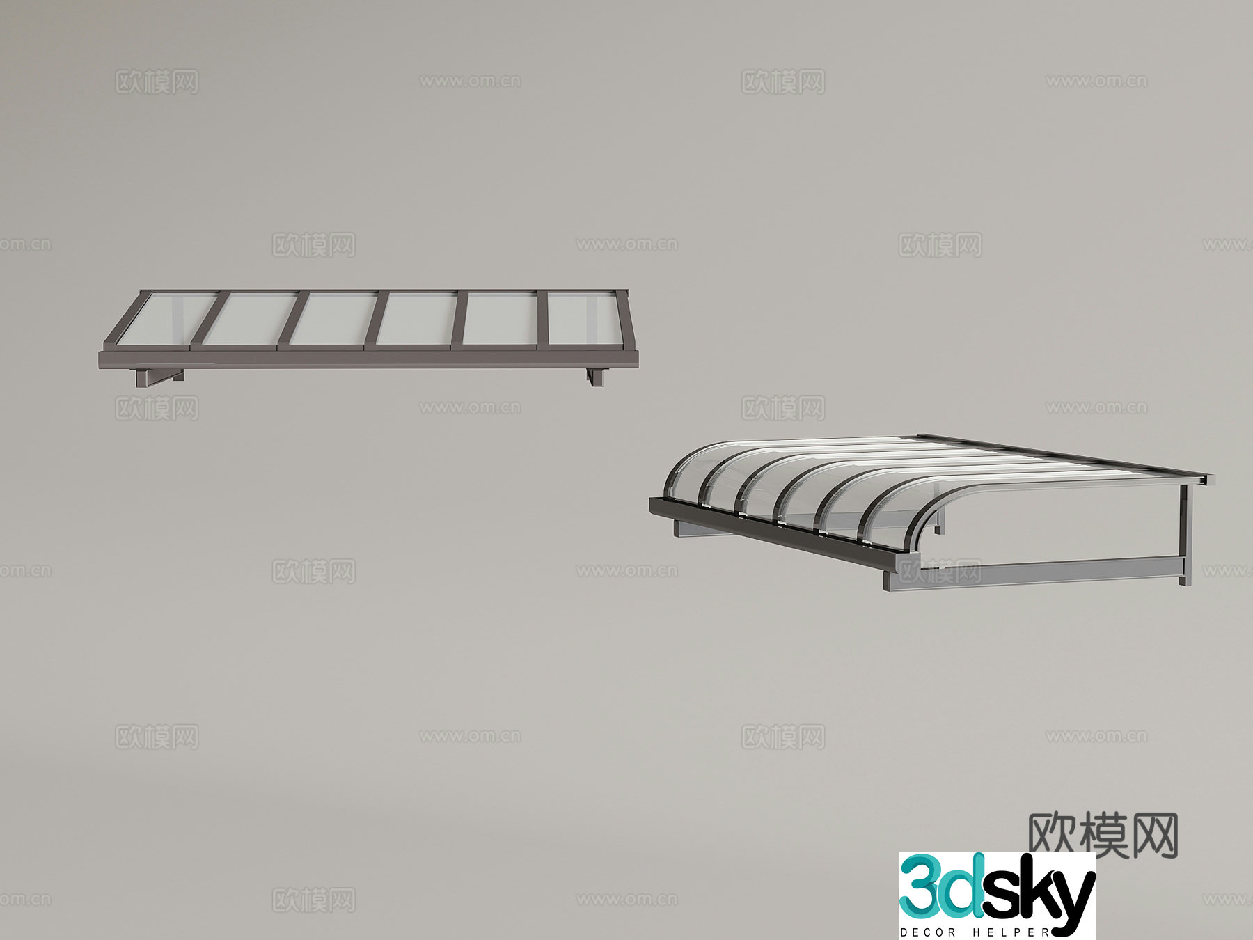 Modern glass canopy sunshade rain 3D model