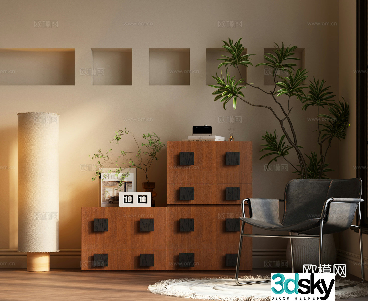 Modern bedside table Modern retro bedside table 3d model