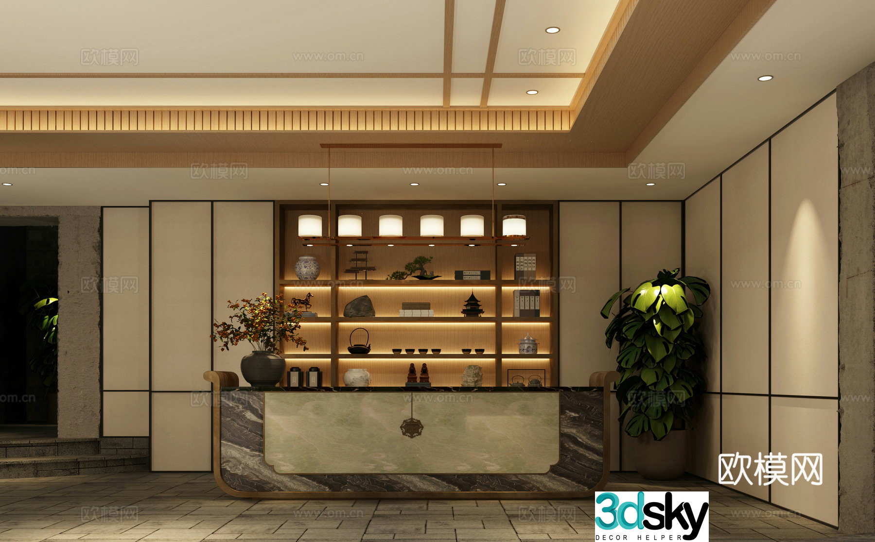 New Chinese style front desk New Chinese style front desk reception New Chinese style front desk 3D model