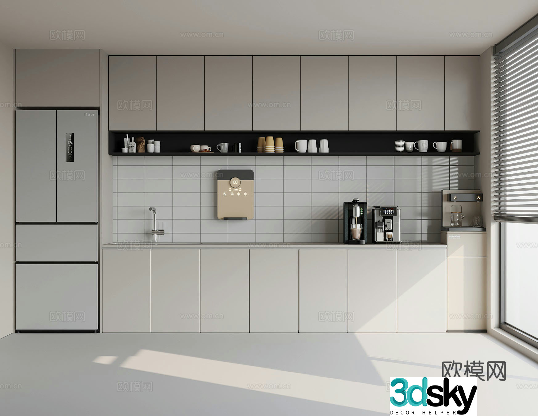 Modern 3D model of tea room