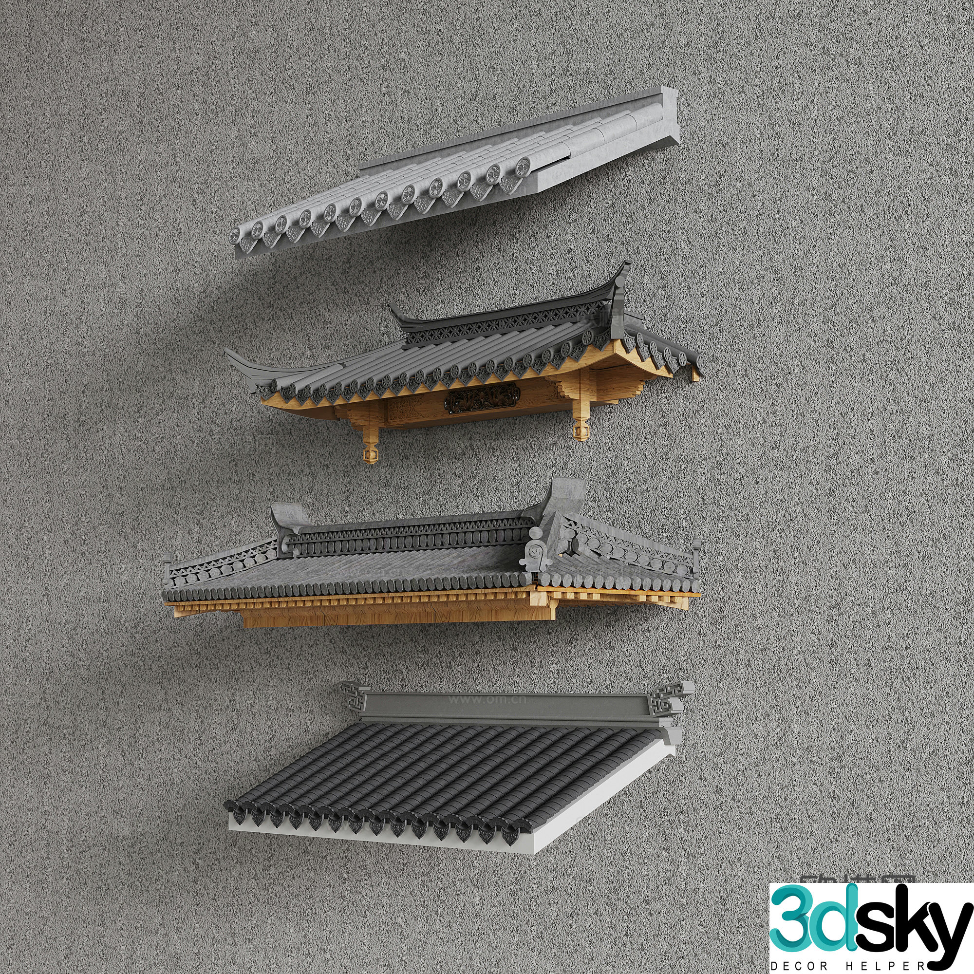 Chinese eaves eaves tile 3D model
