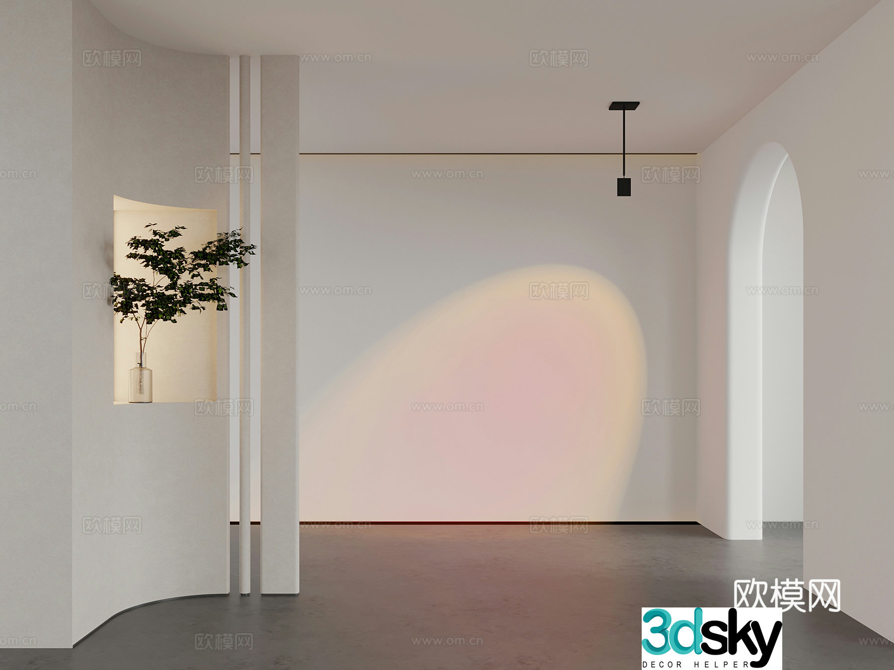 Modern entrance sunset light 3d model