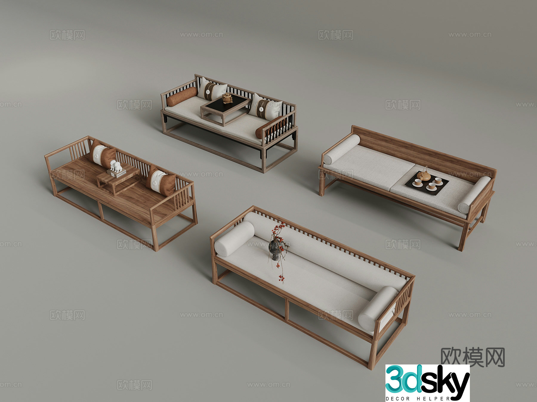 Arhat bed New Chinese Arhat bed 3D model