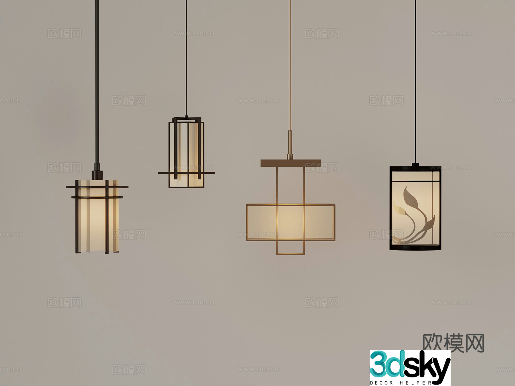 New Chinese chandelier 3D model