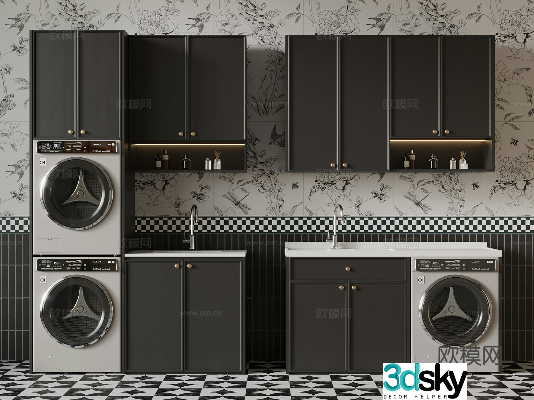 Washing cabinet French washing cabinet Bathroom cabinet 3D model