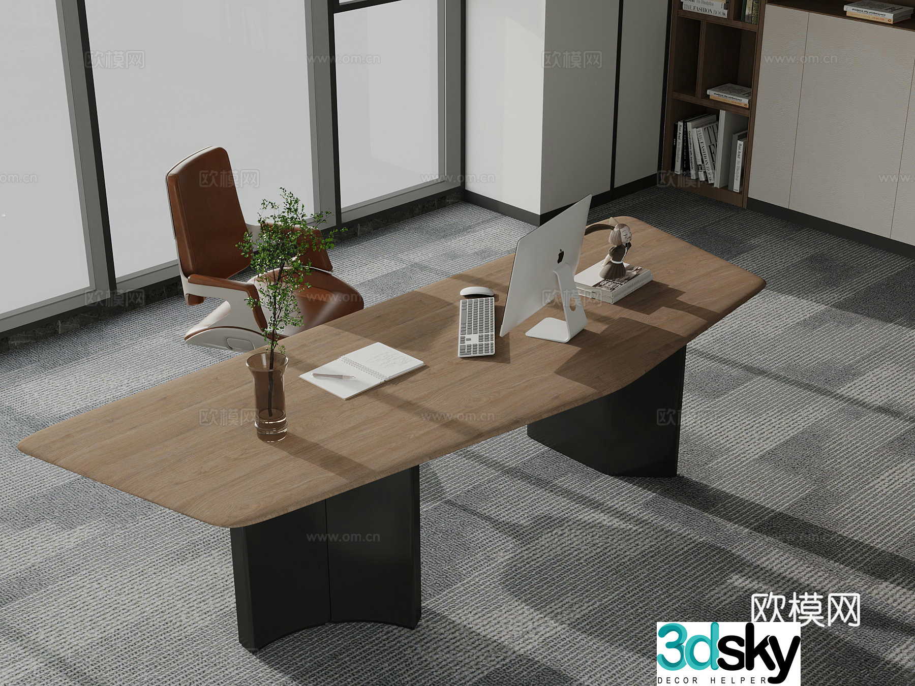 Modern office desk office 3d model