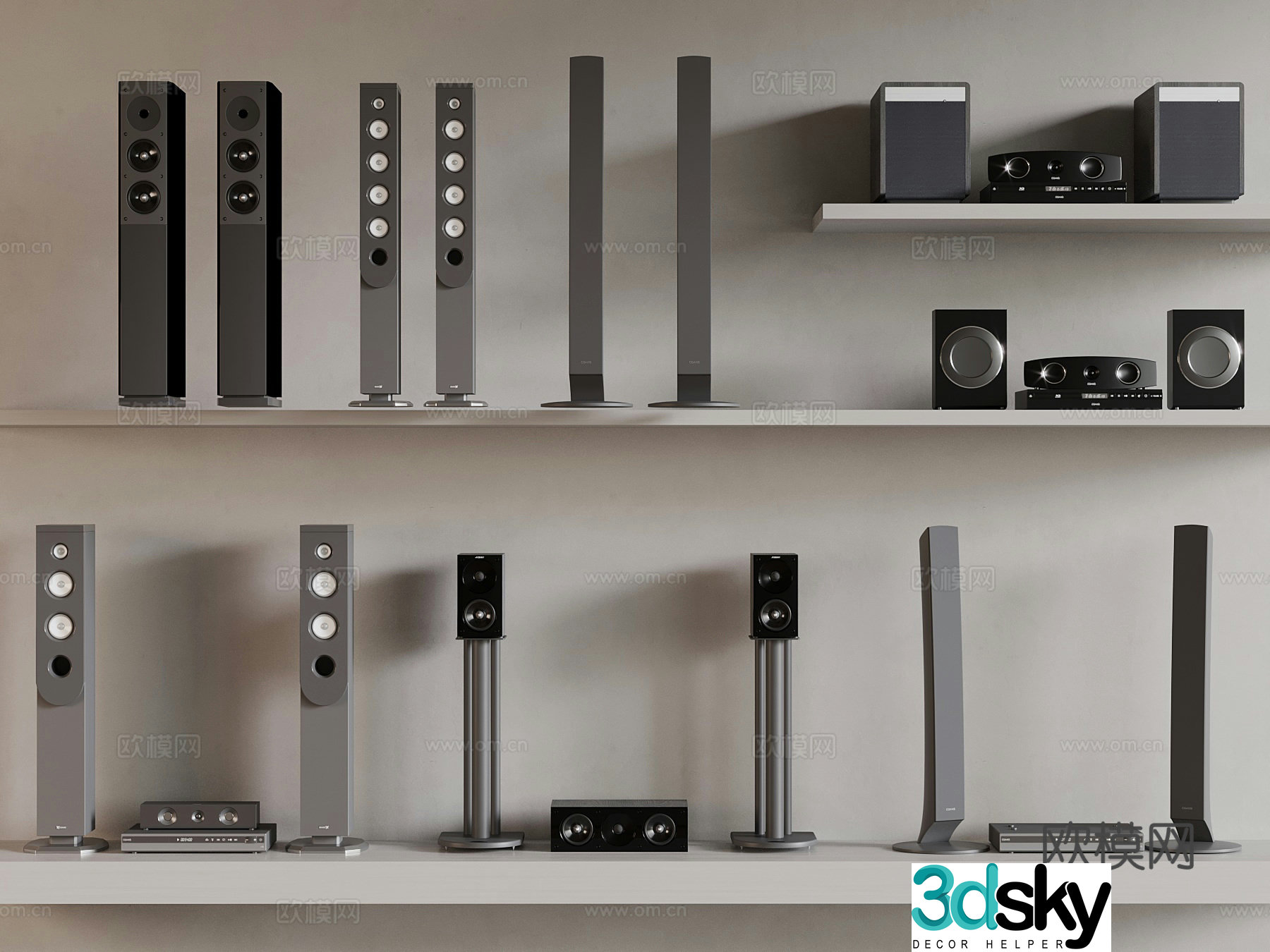 Modern audio vertical audio amplifier 3d model