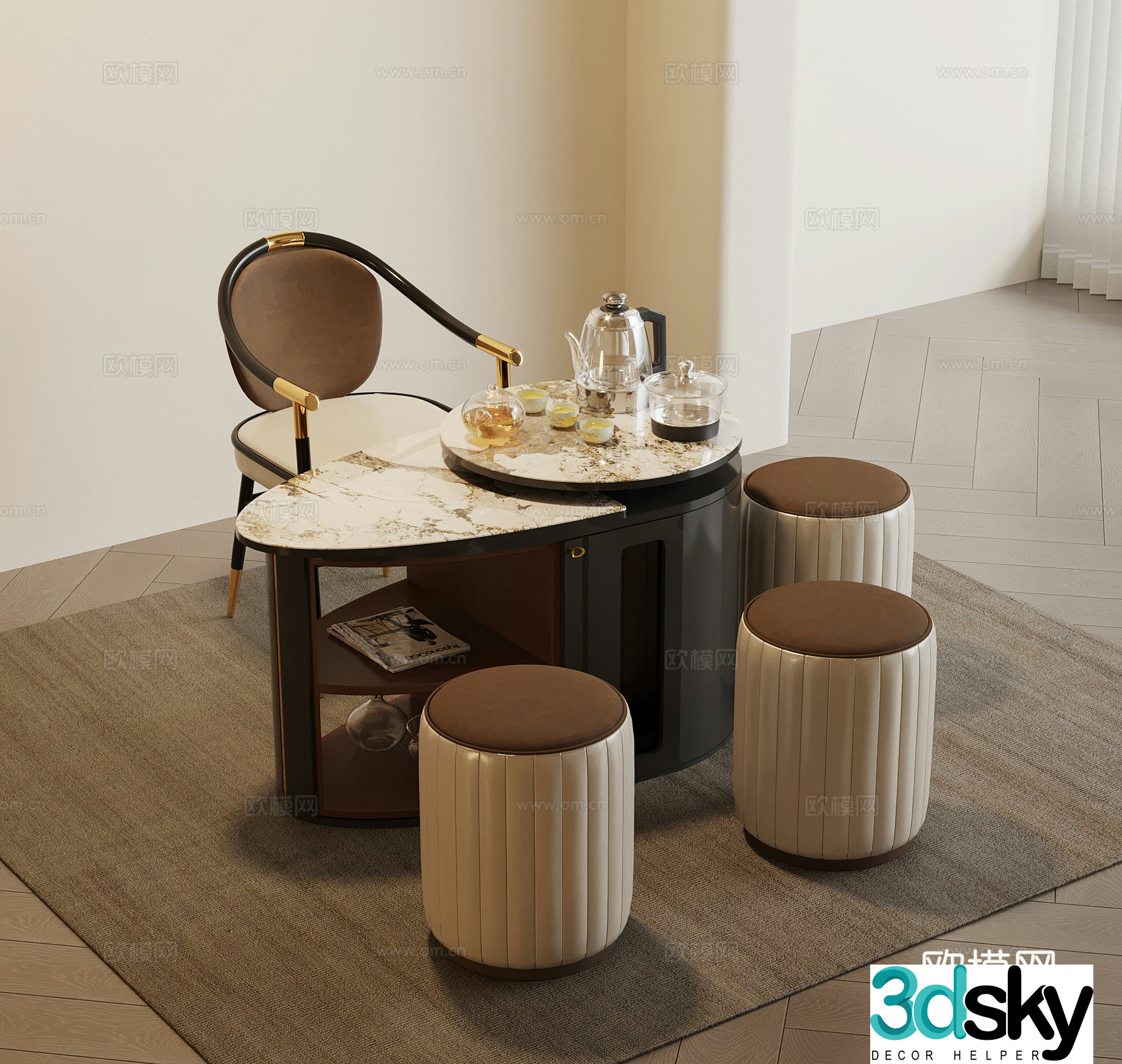 Modern small tea table tea table tea table 3d model