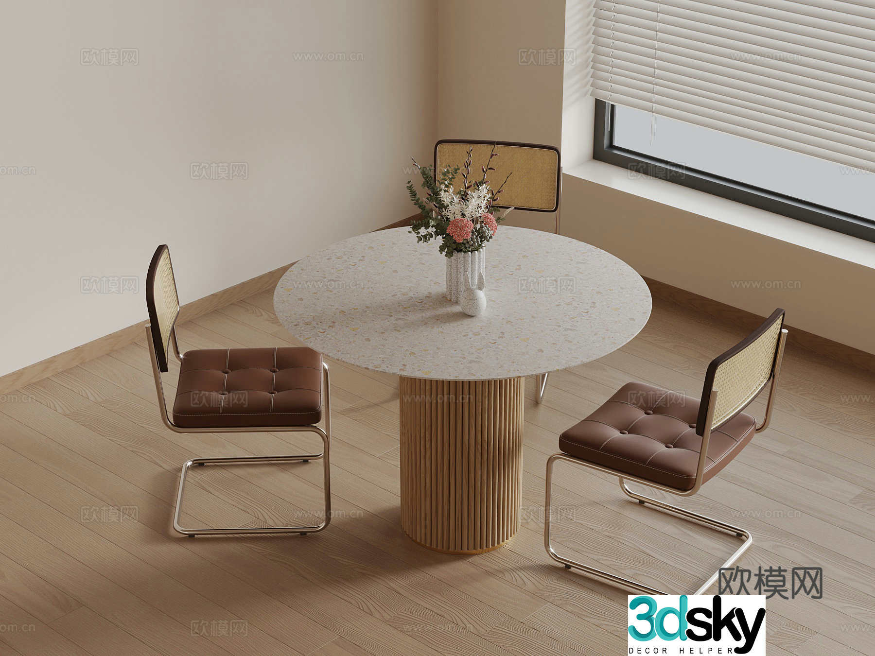 Modern table and chair negotiation table and chair 3D model