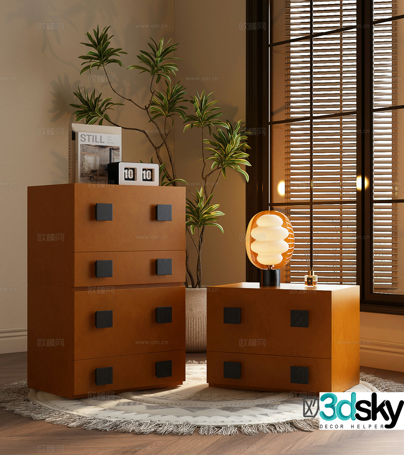 Modern bedside table Modern retro bedside table 3d model